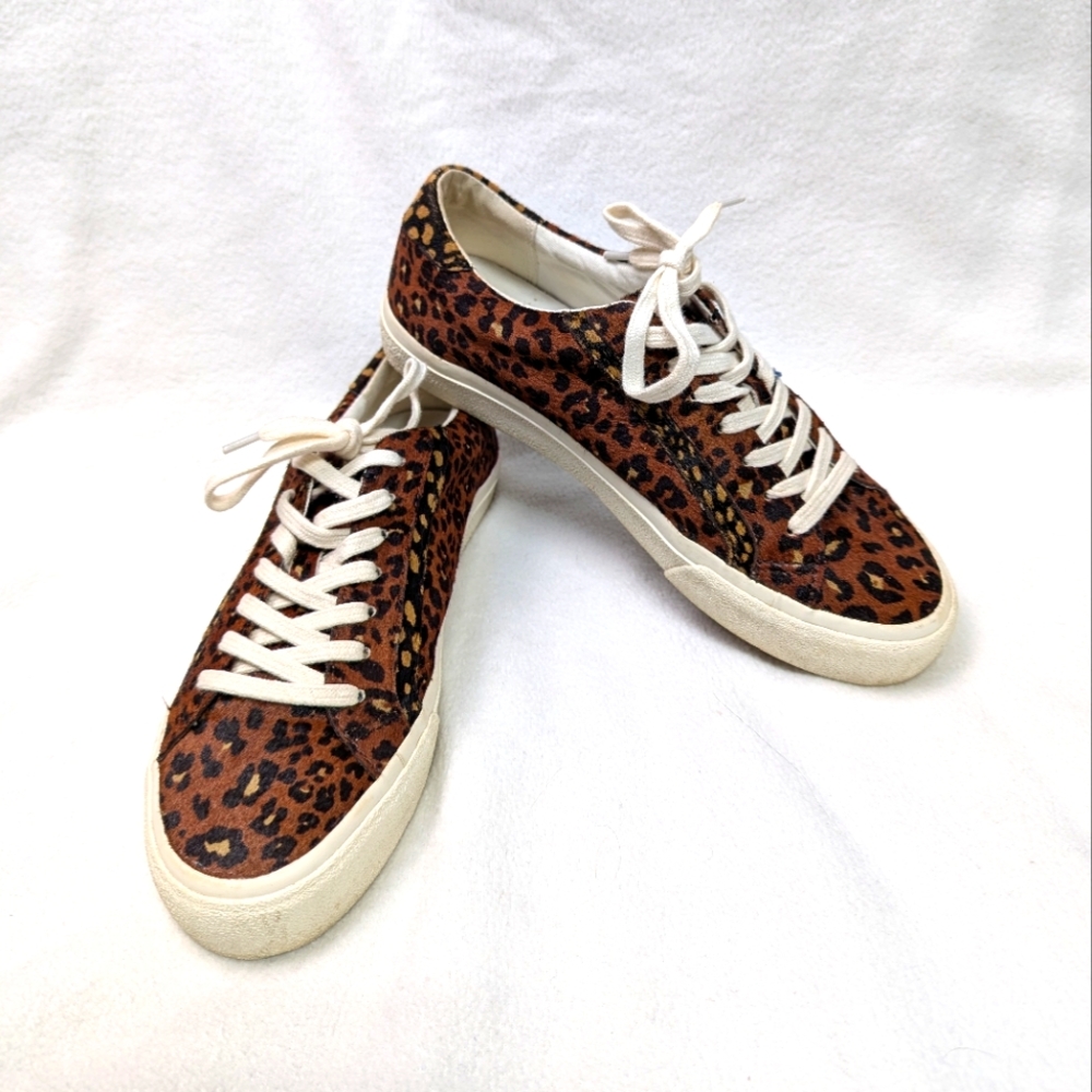Madewell Sidewalk Sneakers Calf Hair Lace Up Spotted Low Top Size 8